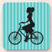 Retro Girl Cyclist Silhouette