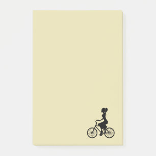 Retro Girl Cyclist Silhouette Post-it Notes