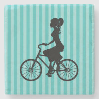 Retro Girl Cyclist Silhouette
