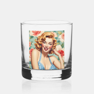 Retro Girl Drinkware Set Whiskey Glass