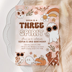 Retro Girl Halloween Birthday Invitation