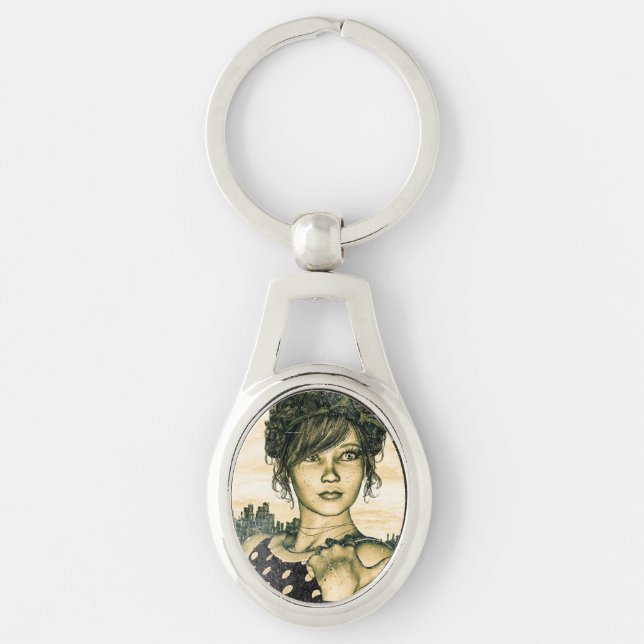 Retro Girl Key Ring (Front)
