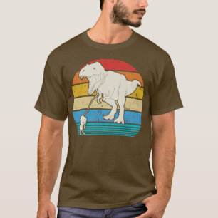 Retro Girl Led TRex Dinosaur Pet on Leach Gift Vin T-Shirt