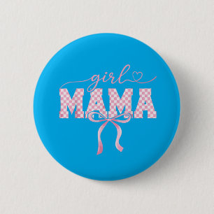 Retro Girl Mama Chequered Mothers Day Women Kids  6 Cm Round Badge
