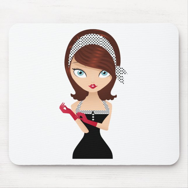 Retro Girl Mouse Pad (Front)