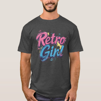 Retro Girl Pink and Blue Classic funny T-Shirt