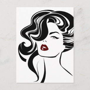 Retro girl red lips postcard