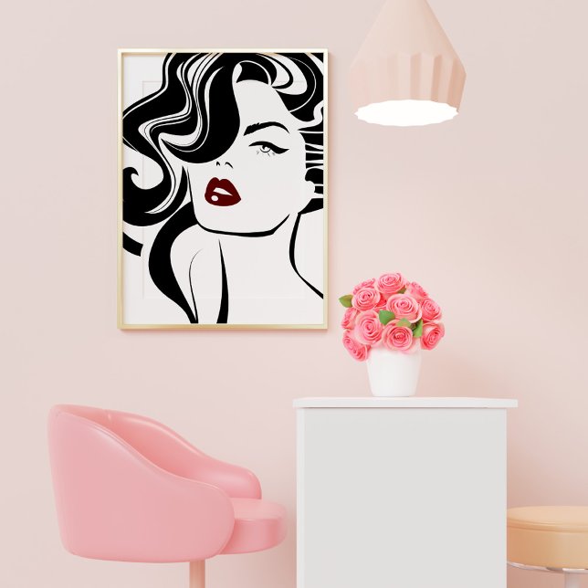 Retro girl red lips poster (Creator Uploaded)
