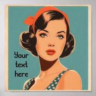 Retro girl with custom text poster
