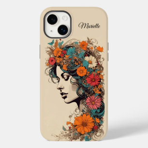 Retro Girl with Flowers in her hair Case-Mate iPhone 14 Plus Case