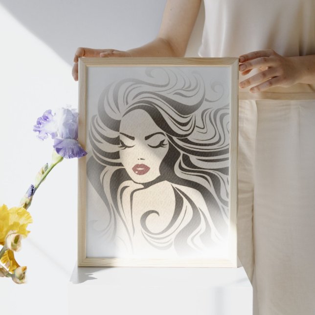Retro girl with wavy hair Hairstyling branding Poster (Creator Uploaded)