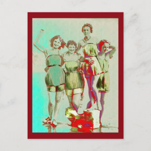Retro Girls Day at the Beach Postcard