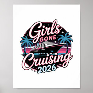 Retro Girls Gone Cruising 2026 Cruise Vacation Tri Poster