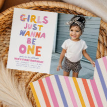 Retro Girls Just Wanna Be One Photo 1st Birthday