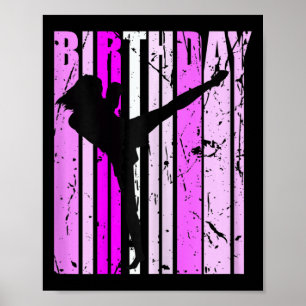 Retro Girls Kickboxing Birthday Kickboxer Woman Pi Poster