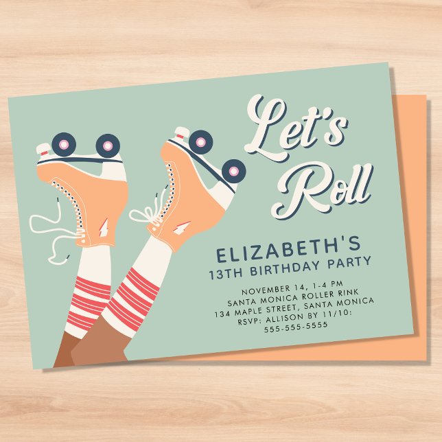 Retro Girls Roller Skating Birthday Party Invitation (Creator Uploaded)
