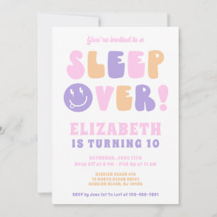 Retro Girls Sleep Over Party Invitation