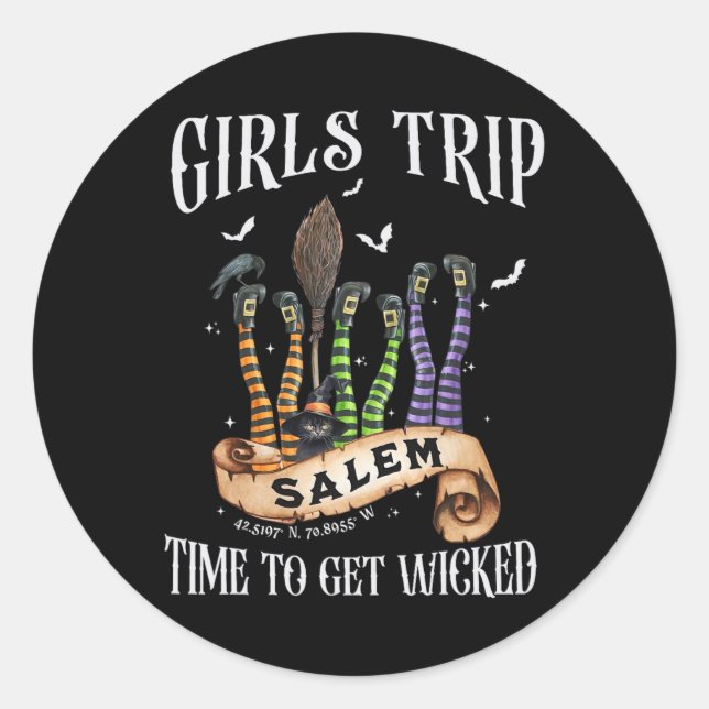 Retro Girls Trip Salem Time To Get Salem 1692 Hall Classic Round Sticker (Front)
