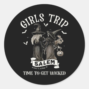 Retro Girls Trip Salem Time To Get Witch Funny Hal Classic Round Sticker