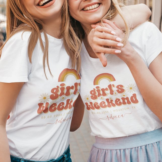 Retro Girl's Weekend Location Name Bachelorette T-Shirt (Creator Uploaded)
