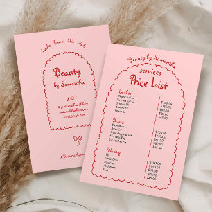 Retro Girly Pink & Red Hand Drawn Boho Price List