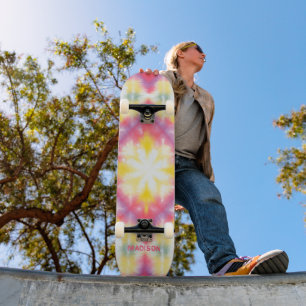 Retro Girly Tie Dye Custom Personalised Name Skateboard