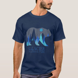 Retro Glacier Grizzly Bear Glacier National Park T-Shirt
