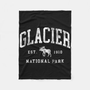 Retro Glacier National Park Est 1910 Mens Womens H Fleece Blanket