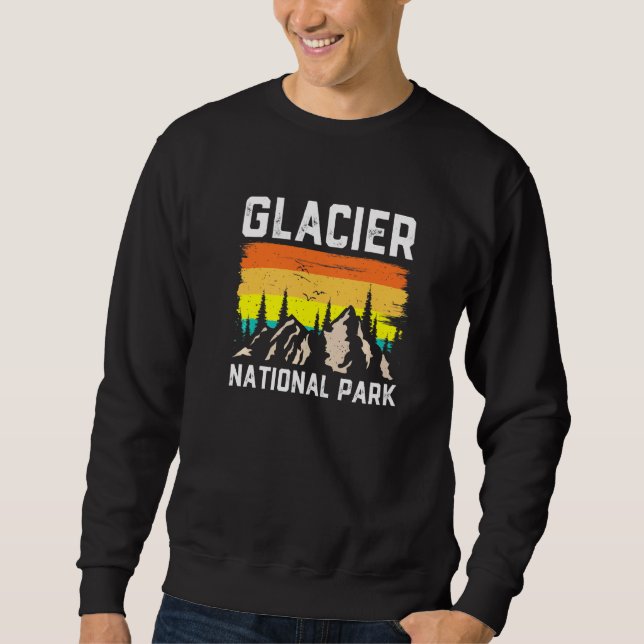 Retro Glacier National Park Montana Camping Hiking Sweatshirt (Front)