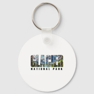 Retro Glacier National Park Outdoors Hiking Campin Key Ring