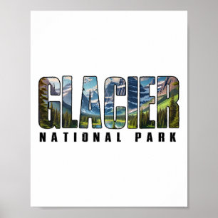 Retro Glacier National Park Outdoors Hiking Campin Poster