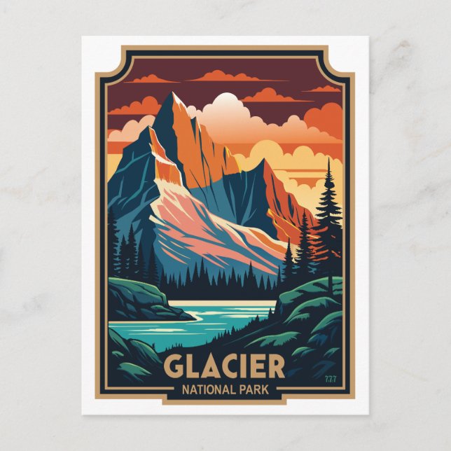 Retro Glacier National Park Postcard (Front)