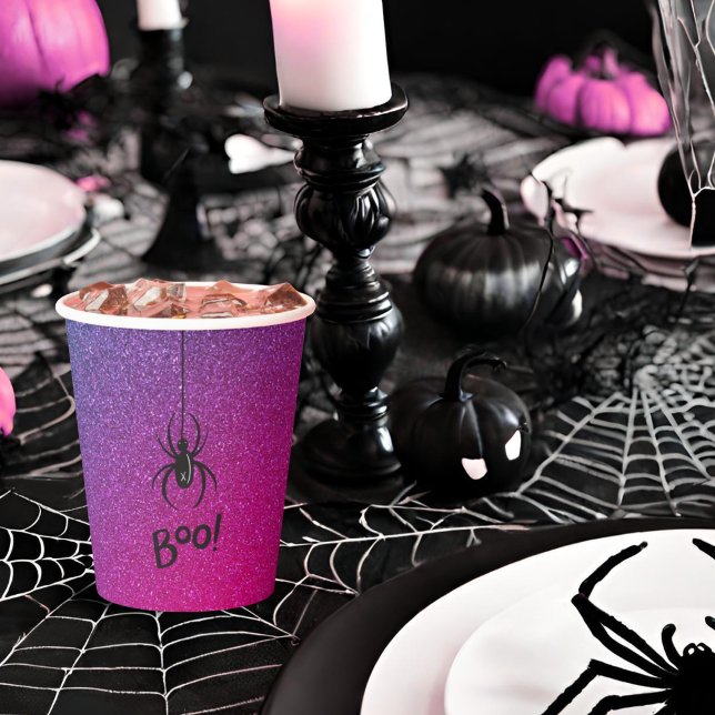 Retro Glam Halloween Boo Spider Birthday Paper Cups (Creator Uploaded)