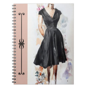 Retro Glam Little Black Dress (LBD) Diary Notebook