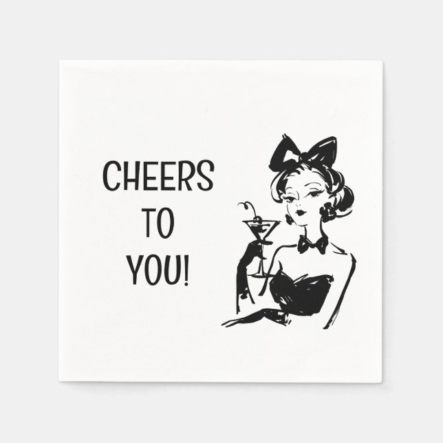 Retro Glam Martini Diva Design Napkin (Front)