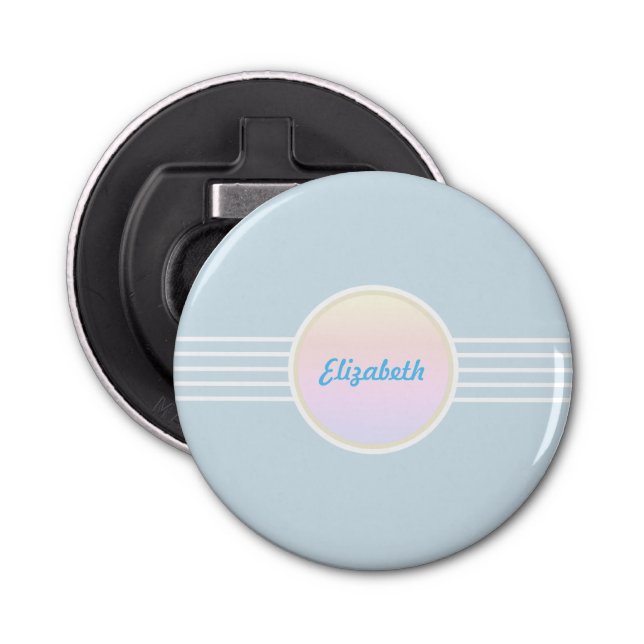 Retro Glam Personalised Ice Blue and Opal Bottle Opener (Front)