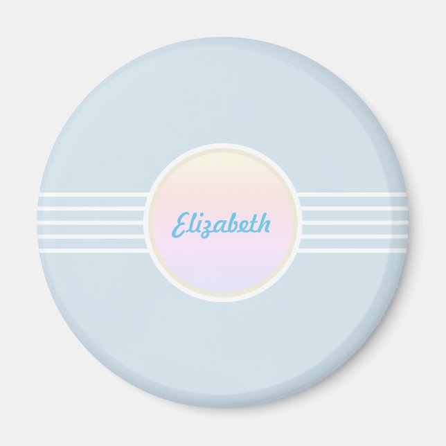 Retro Glam Personalised Ice Blue and Opal Magnet (Front)