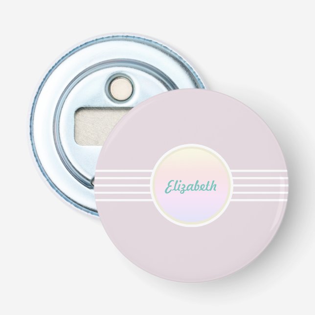 Retro Glam Personalised Pink and Opal Bottle Opener (Front)