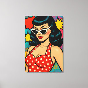 Retro Glam Pop Art Woman in Cat-Eye Sunglasses Canvas Print