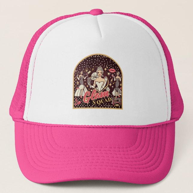 Retro Glam Squad T-Shirt Trucker Hat (Front)