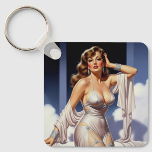 Retro Glamour Girl 40's  Key Ring