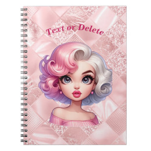 Retro Glamour Girl Animated Cute Cartoon Beauty Notebook