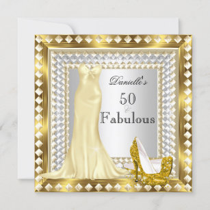 Retro Glamour Hollywood Fabulous 50 Gold Deco 4 Invitation