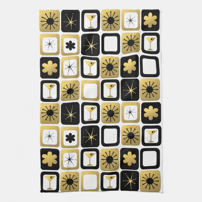 Retro Glamourous Gold Kitchen Towel (Vertical)