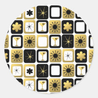 Retro Glamourous Gold Round Stickers