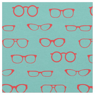 Retro Glasses Cute Optician Optometrist Red & Teal Fabric