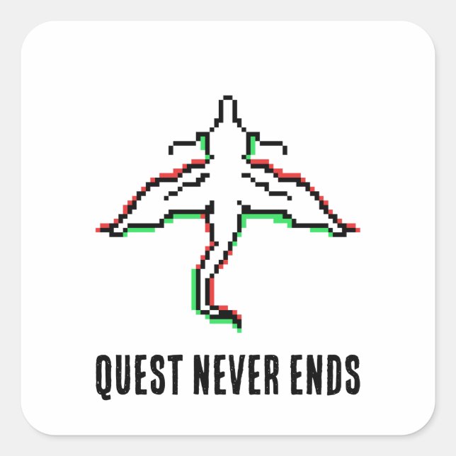 Retro Glitch Dragon Square Sticker (Front)