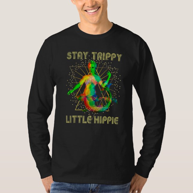 Retro Glitchy Stay Trippy Hippie Weird Mermaid Dis T-Shirt (Front)