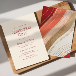 Retro Glitter High School Graduation Party Invitation