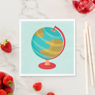 Retro Globe Illustration Vintage Earth Map  Napkin
